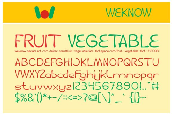 Fruit and Vegetable Font for Creative Projects